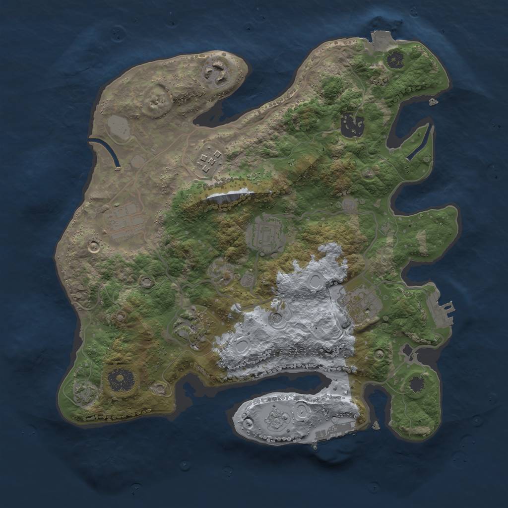 Rust Map: Procedural Map, Size: 3000, Seed: 2065070719, 15 Monuments