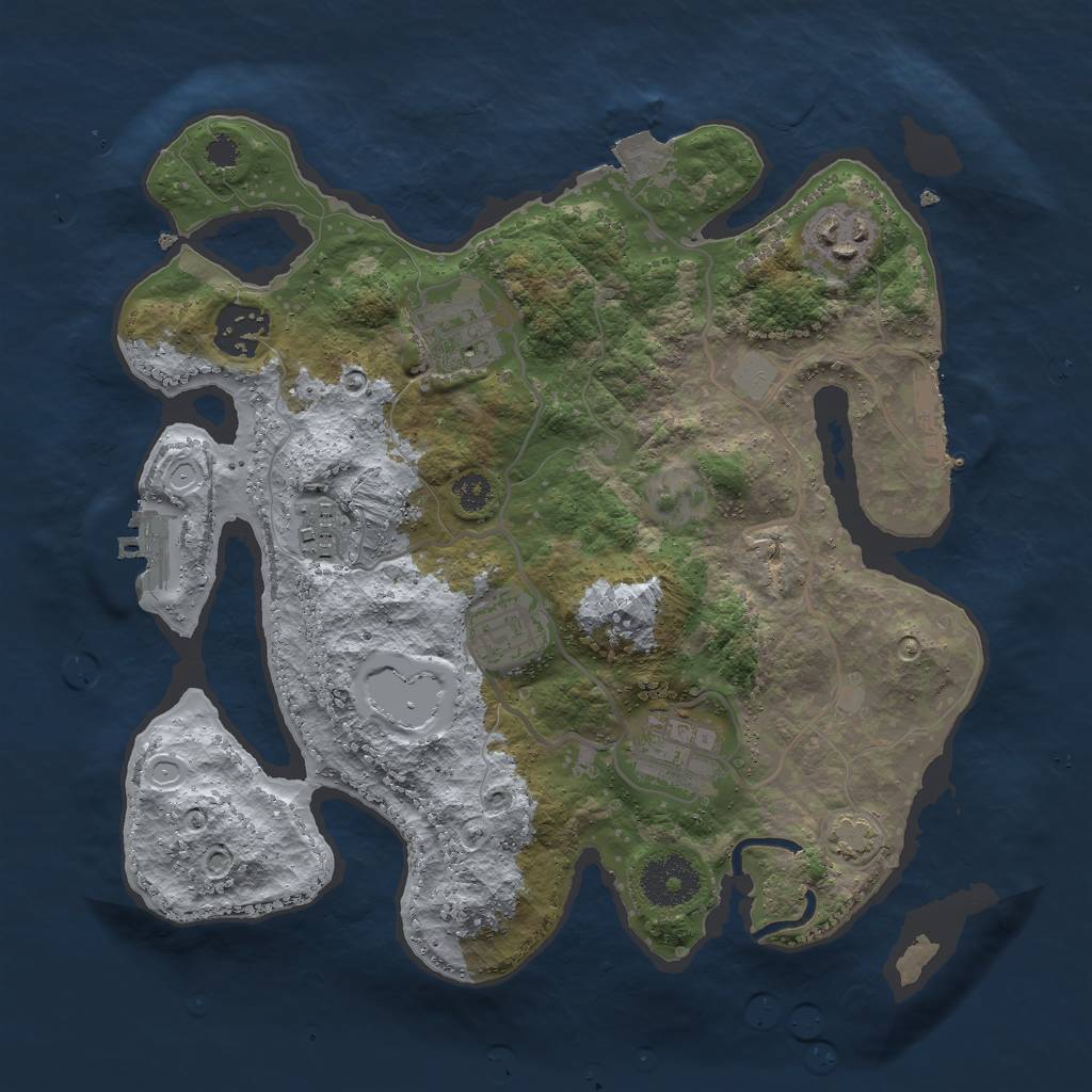 Rust Map: Procedural Map, Size: 3000, Seed: 1054741381, 12 Monuments