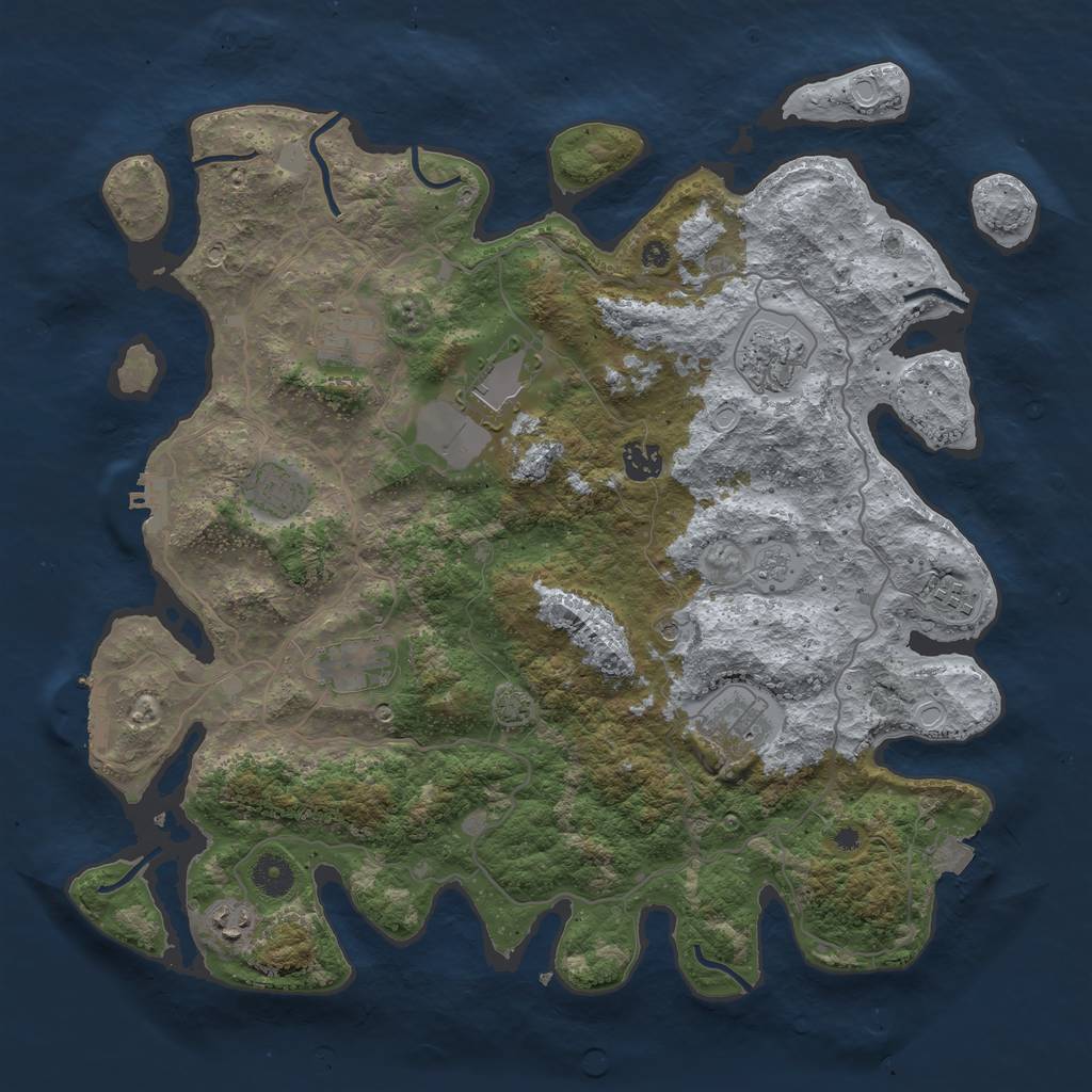 Rust Map: Procedural Map, Size: 4000, Seed: 63911062, 17 Monuments