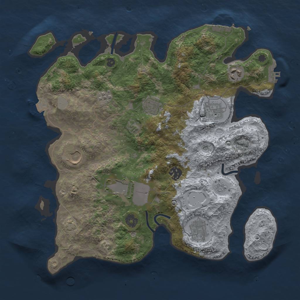 Rust Map: Procedural Map, Size: 3500, Seed: 592001141, 16 Monuments