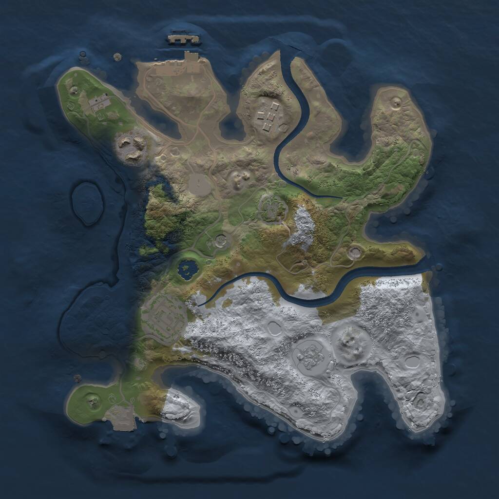 Rust Map: Procedural Map, Size: 2500, Seed: 4542, 8 Monuments