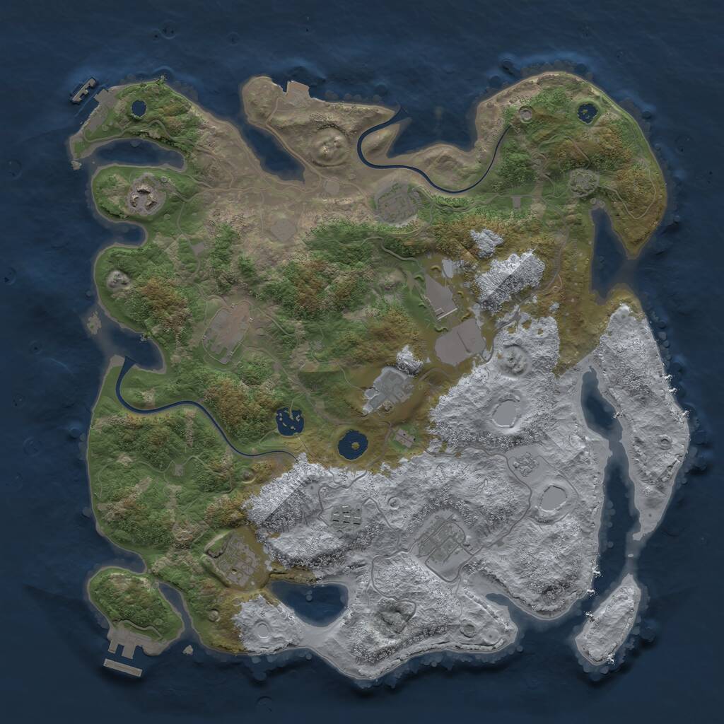 Rust Map: Procedural Map, Size: 3800, Seed: 2066647050, 14 Monuments
