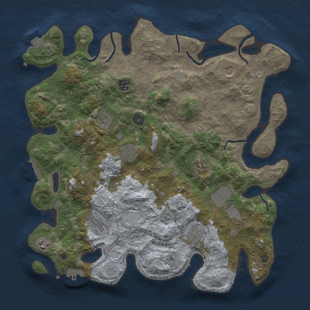 Rust Map: Procedural Map, Size: 4000, Seed: 2060256790, 18 Monuments