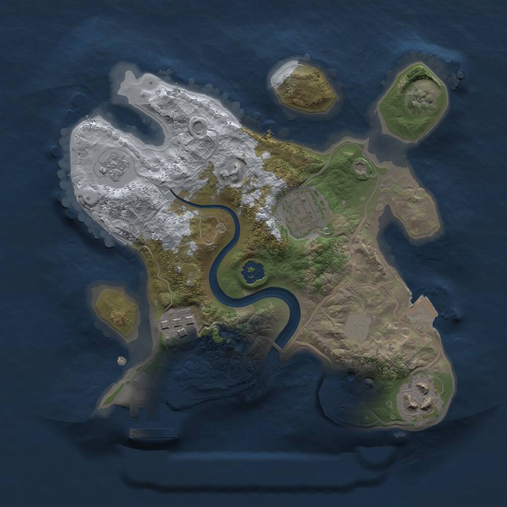 Rust Map: Procedural Map, Size: 2250, Seed: 135295411, 6 Monuments