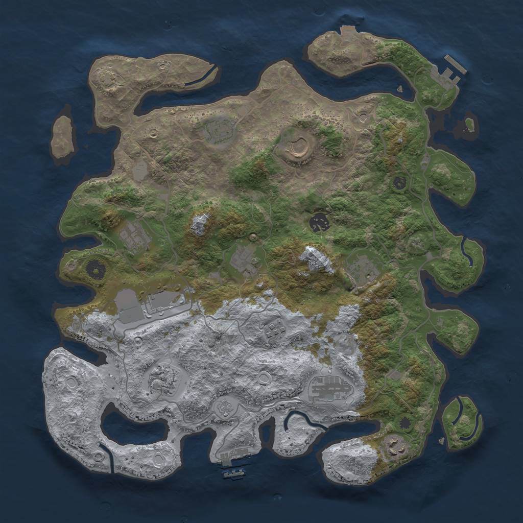 Rust Map: Procedural Map, Size: 4000, Seed: 49626, 19 Monuments