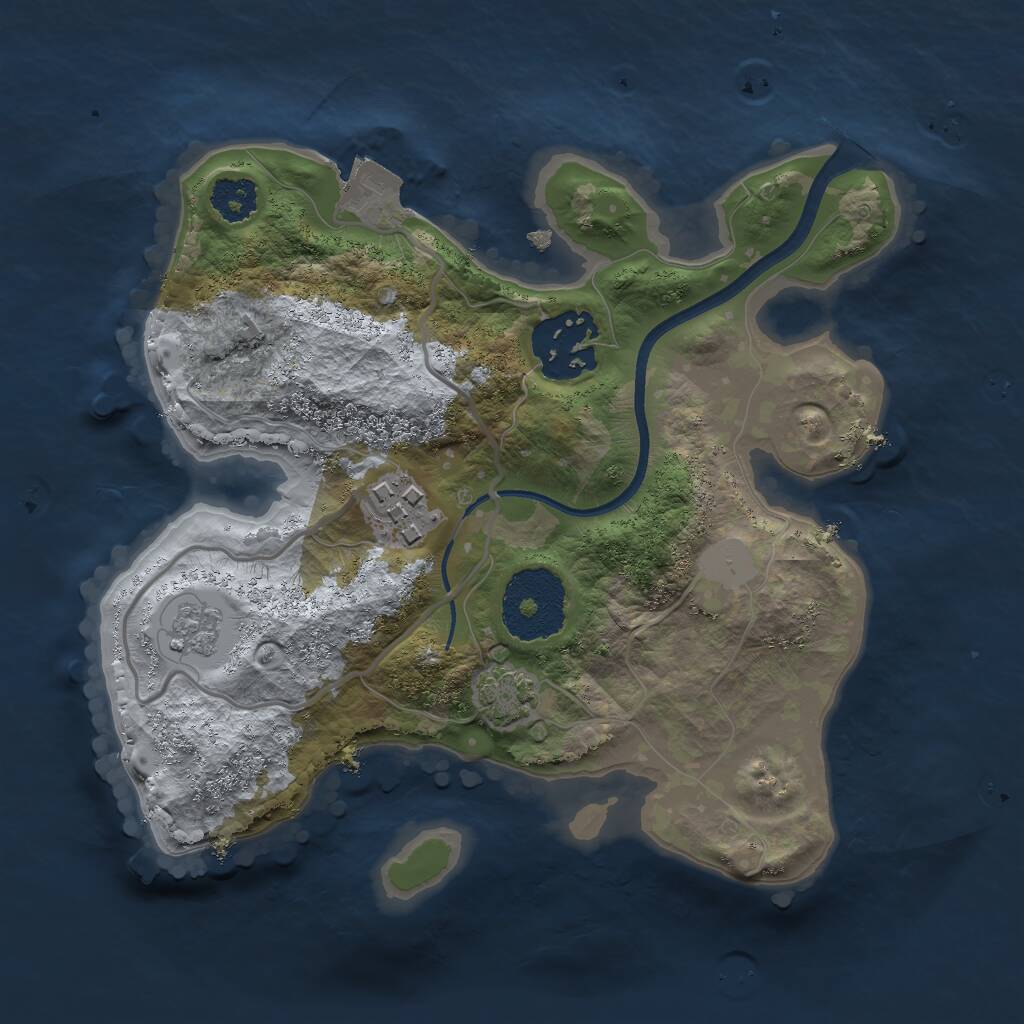 Rust Map: Procedural Map, Size: 2250, Seed: 1209490494, 5 Monuments