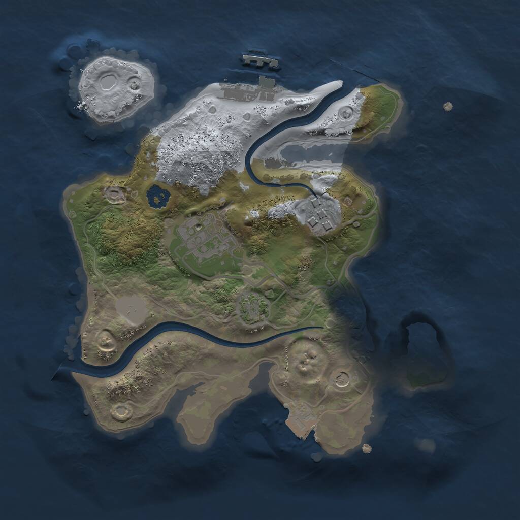 Rust Map: Procedural Map, Size: 2250, Seed: 1343359042, 6 Monuments