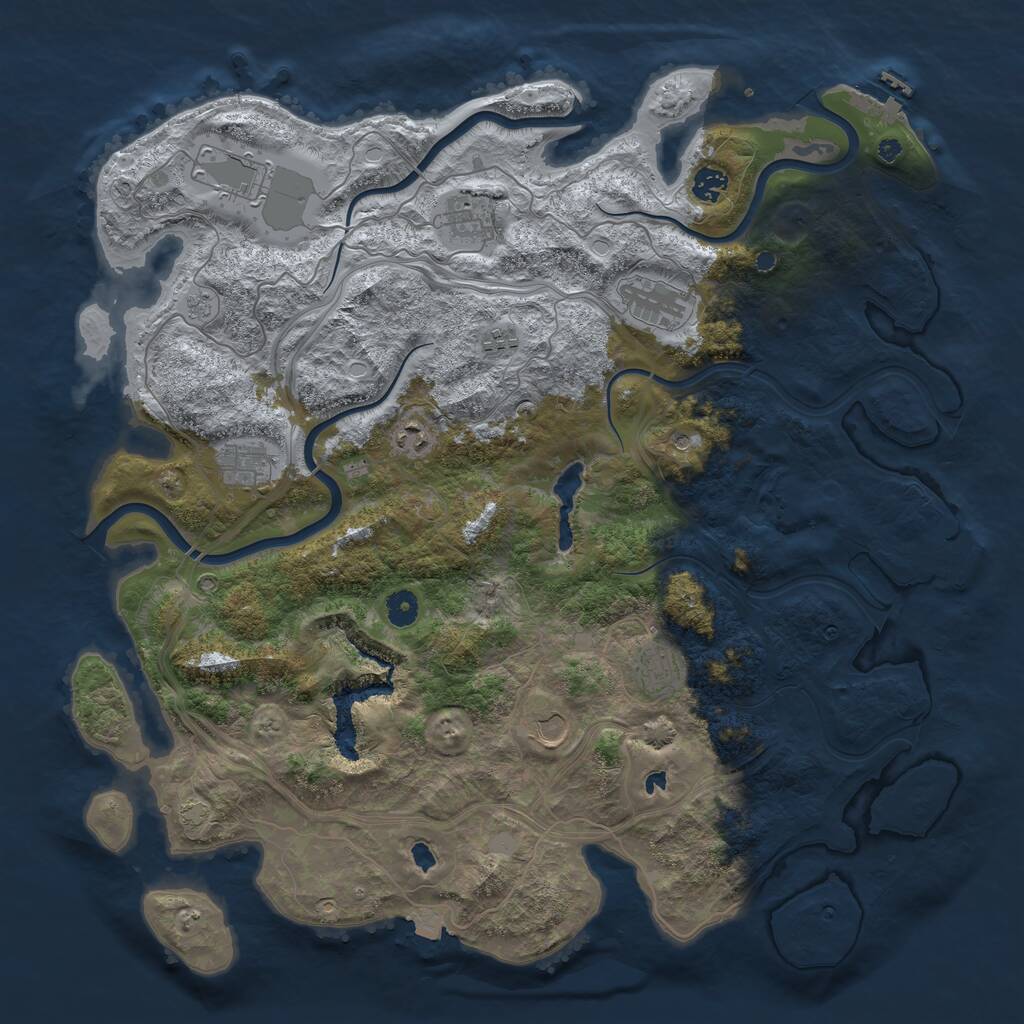 Rust Map: Procedural Map, Size: 4500, Seed: 1252804048, 15 Monuments