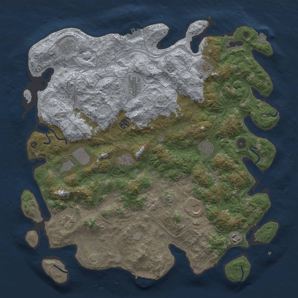 Rust Map: Procedural Map, Size: 4500, Seed: 1252804048, 19 Monuments