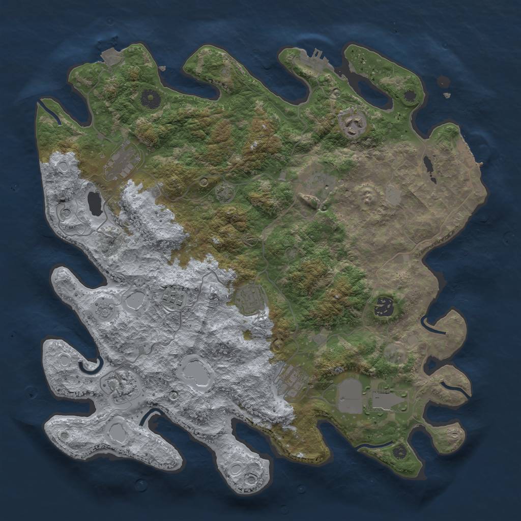 Rust Map: Procedural Map, Size: 3900, Seed: 130022153, 17 Monuments