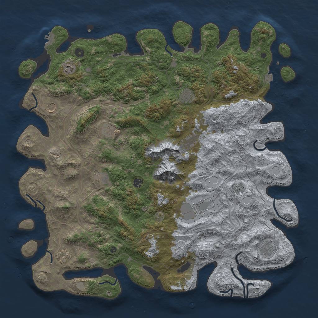 Rust Map: Procedural Map, Size: 5000, Seed: 1975229338, 18 Monuments