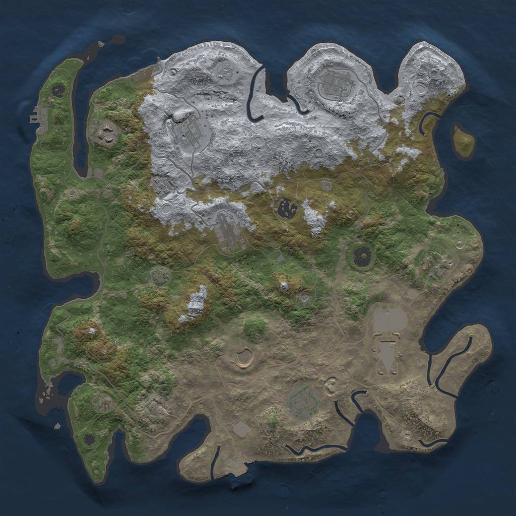 Rust Map: Procedural Map, Size: 4000, Seed: 671203337, 18 Monuments