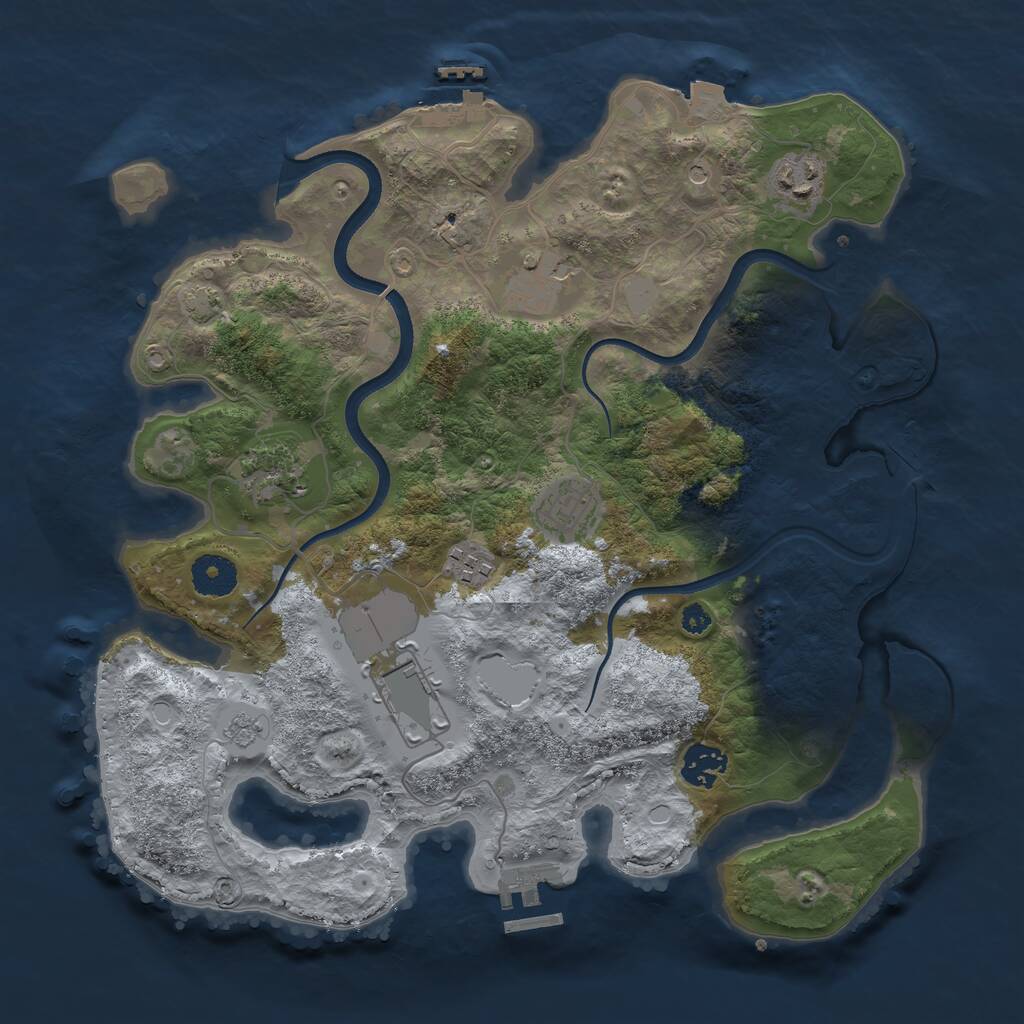 Rust Map: Procedural Map, Size: 3500, Seed: 49626, 13 Monuments