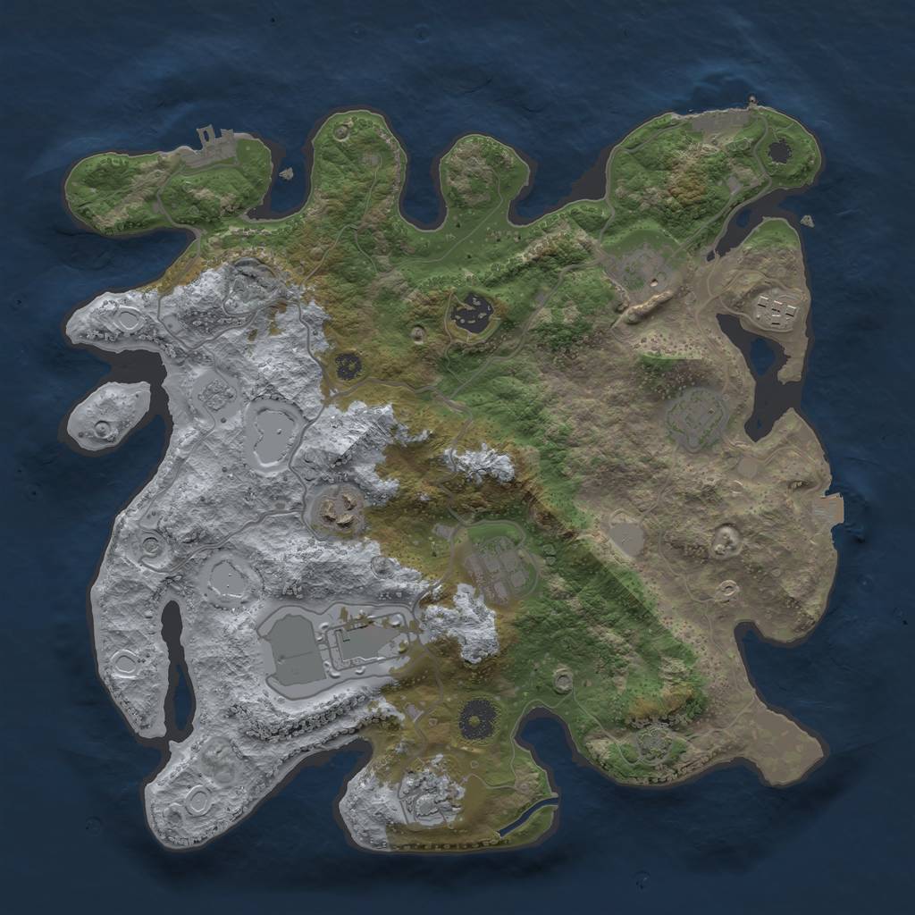 Rust Map: Procedural Map, Size: 3500, Seed: 520597799, 16 Monuments