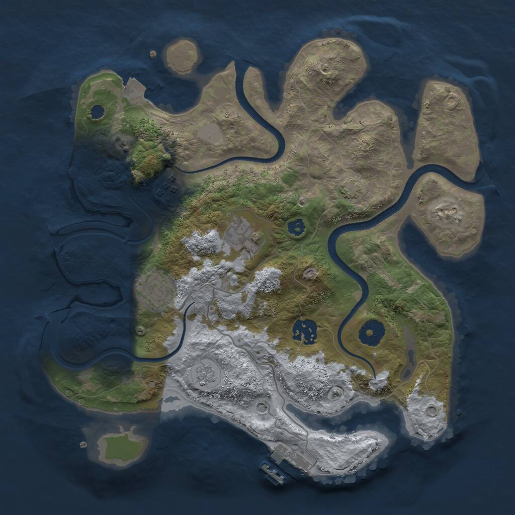 Rust Map: Procedural Map, Size: 3000, Seed: 2083, 9 Monuments