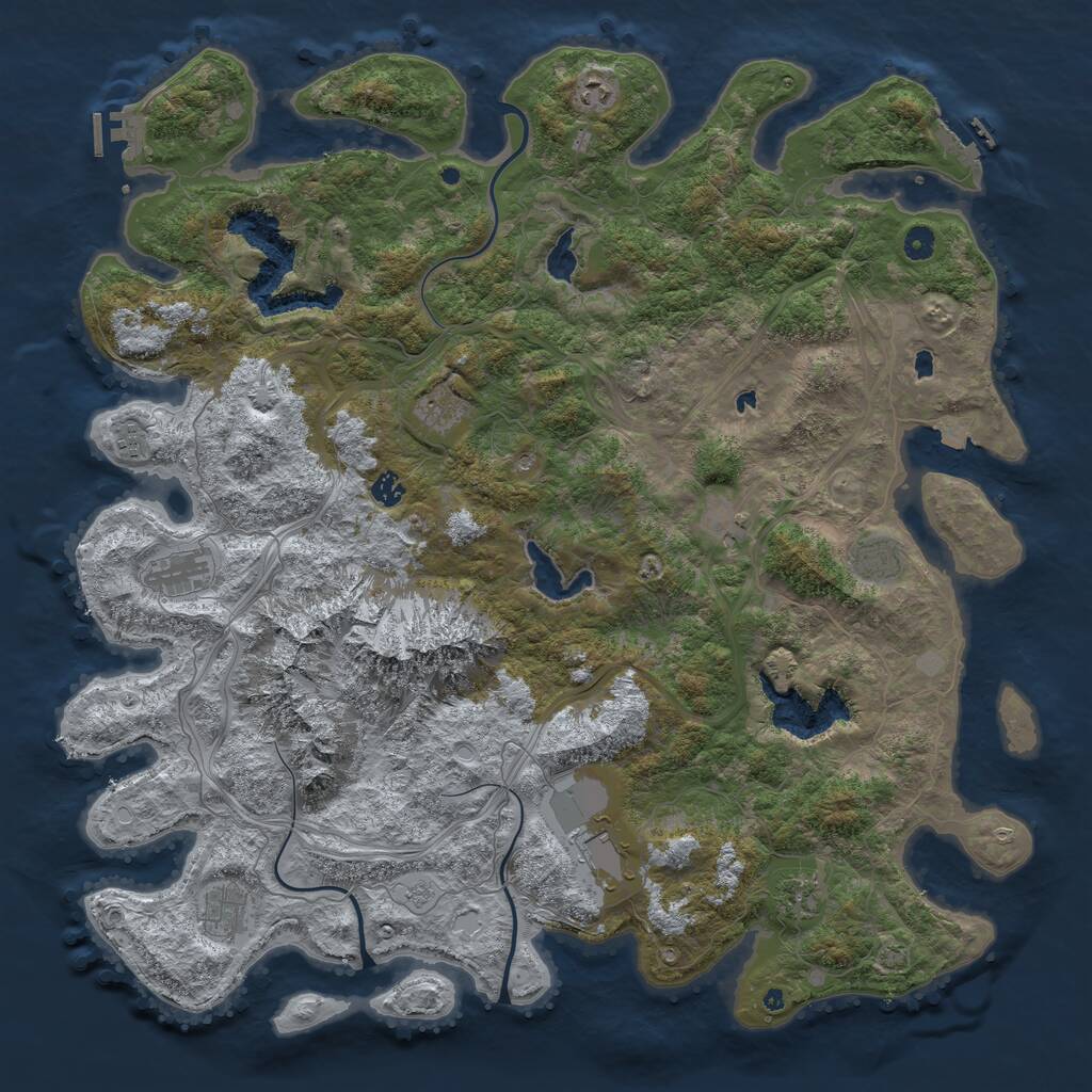 Rust Map: Procedural Map, Size: 5000, Seed: 4710853, 16 Monuments