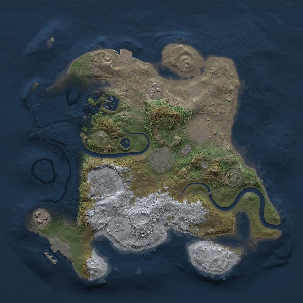 Rust Map: Procedural Map, Size: 3000, Seed: 574928, 12 Monuments