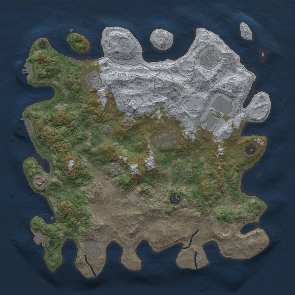 Rust Map: Procedural Map, Size: 4000, Seed: 51505150, 17 Monuments