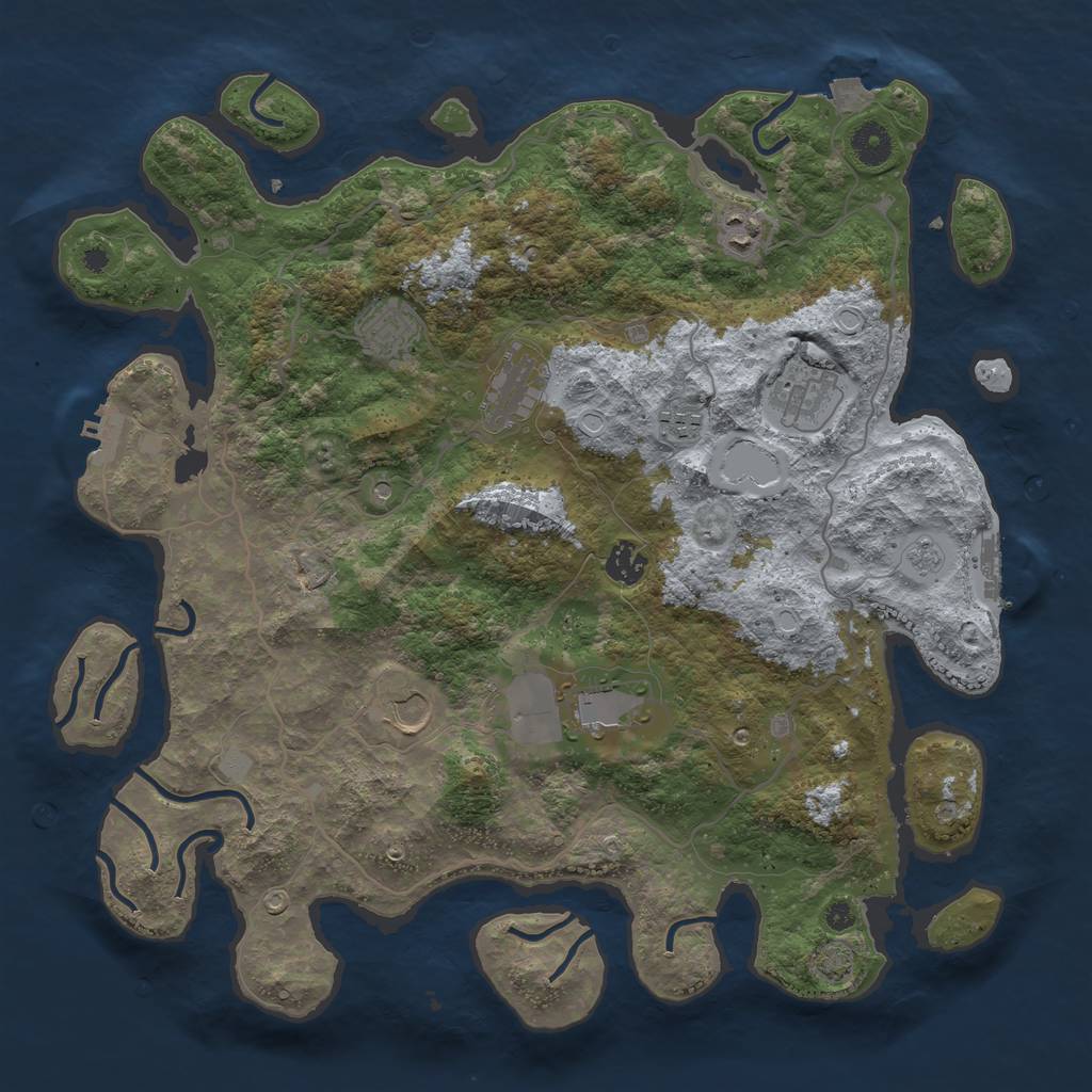 Rust Map: Procedural Map, Size: 4000, Seed: 211250738, 16 Monuments