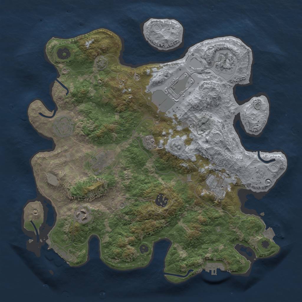 Rust Map: Procedural Map, Size: 3500, Seed: 1187049966, 16 Monuments