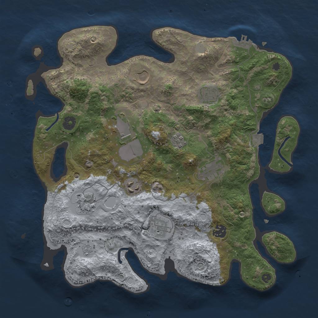 Rust Map: Procedural Map, Size: 3500, Seed: 631646, 16 Monuments