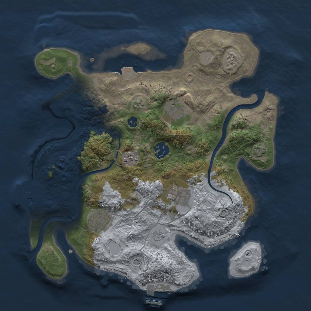 Rust Map: Procedural Map, Size: 3000, Seed: 831253427, 11 Monuments