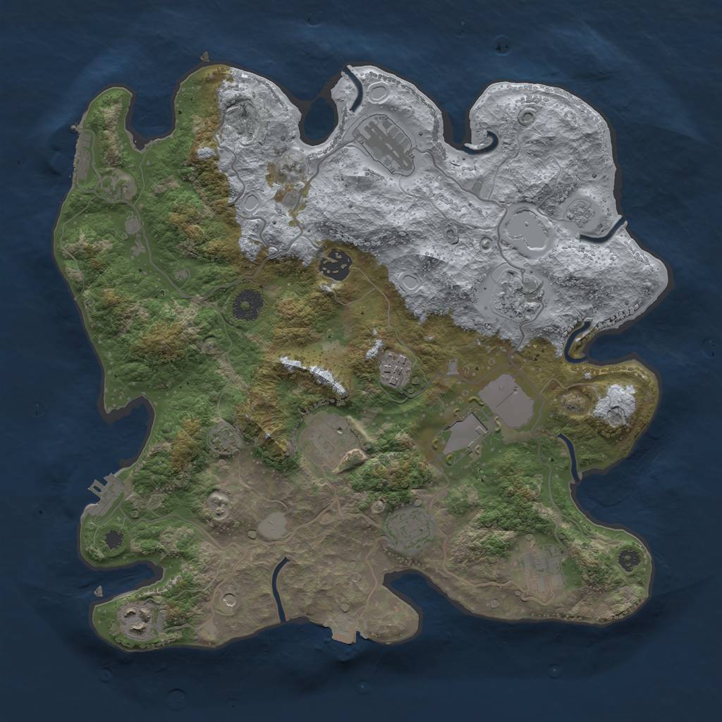 Rust Map: Procedural Map, Size: 3500, Seed: 993708454, 17 Monuments