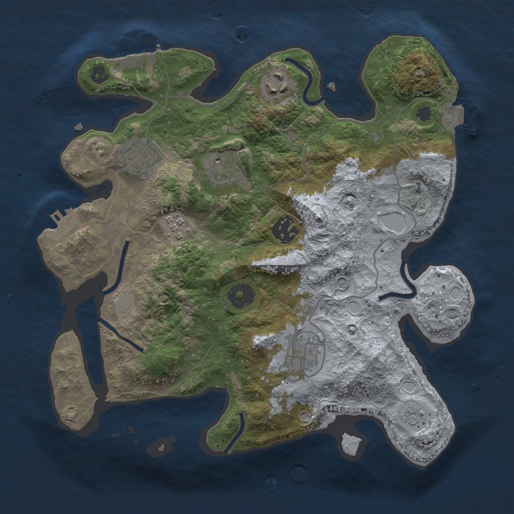 Rust Map: Procedural Map, Size: 3000, Seed: 495935956, 13 Monuments