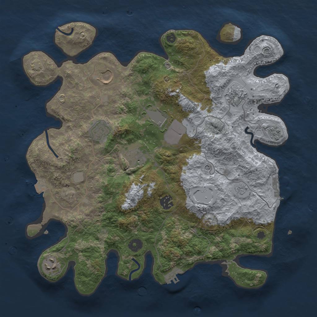 Rust Map: Procedural Map, Size: 3500, Seed: 1378638201, 16 Monuments