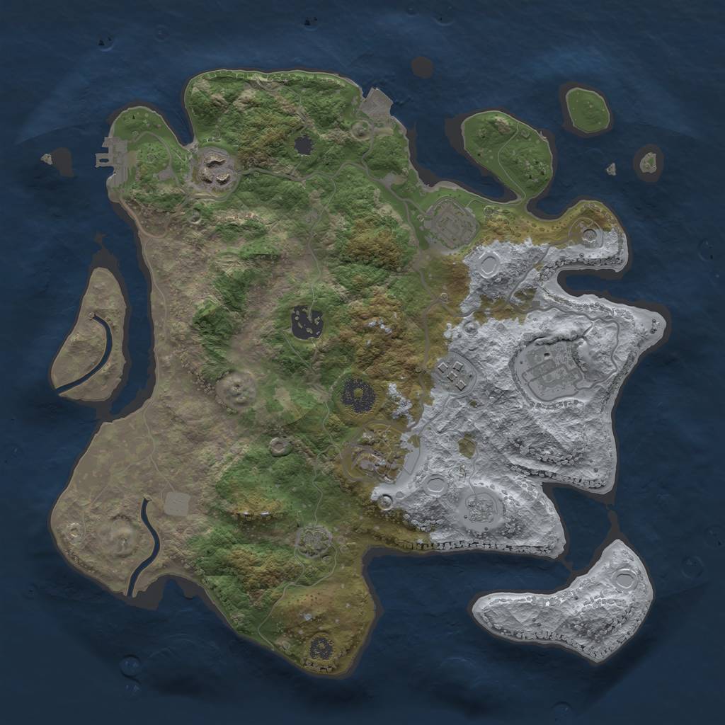 Rust Map: Procedural Map, Size: 3187, Seed: 185101152, 13 Monuments