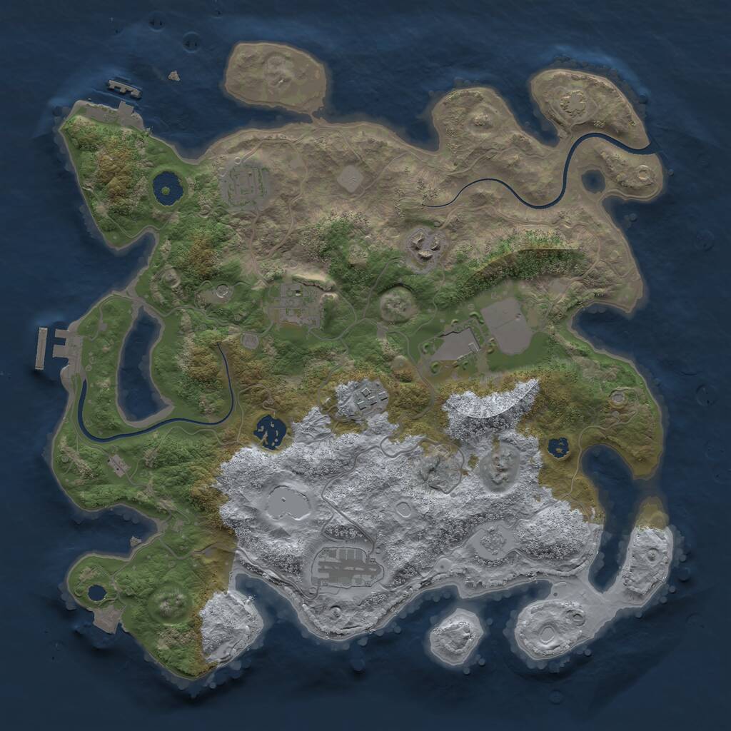 Rust Map: Procedural Map, Size: 3500, Seed: 1414078066, 13 Monuments
