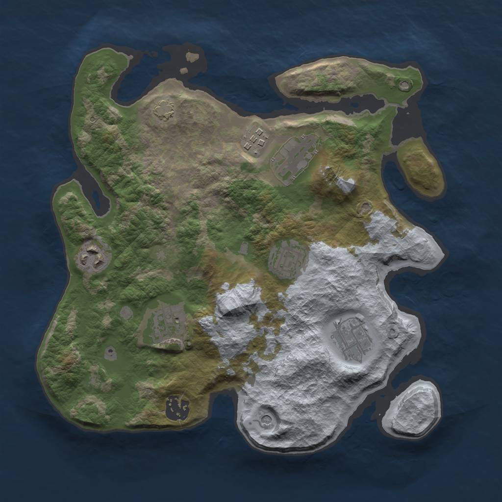 Rust Map: Barren, Size: 3000, Seed: 1500, 11 Monuments