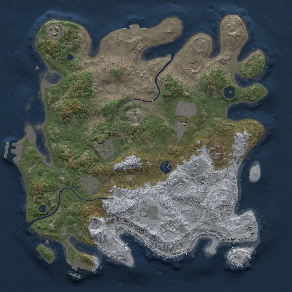 Rust Map: Procedural Map, Size: 3700, Seed: 1844834450, 15 Monuments