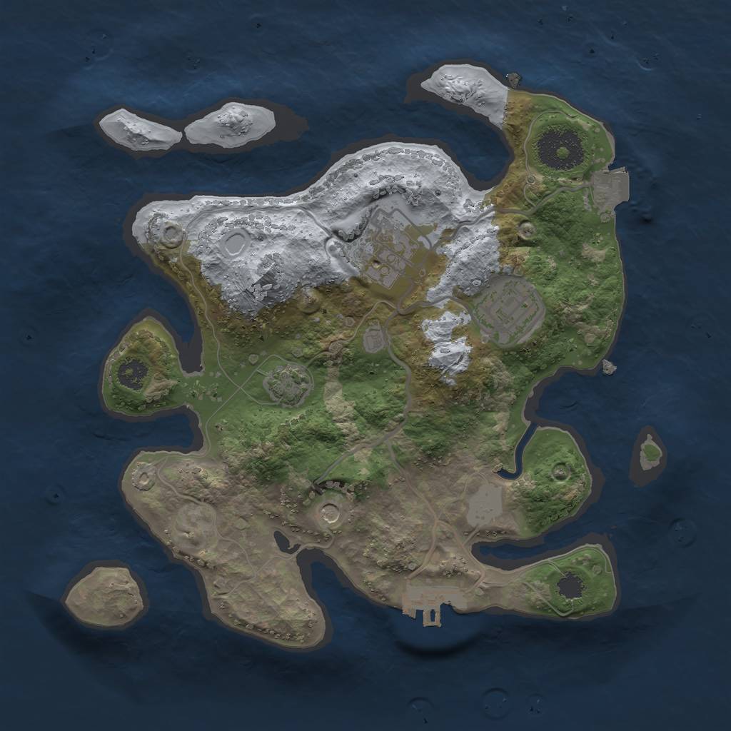 Rust Map: Procedural Map, Size: 2500, Seed: 25441, 8 Monuments