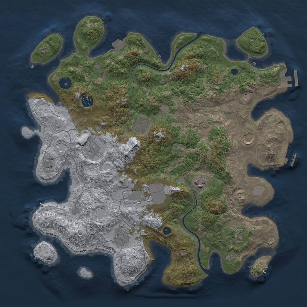 Rust Map: Procedural Map, Size: 3850, Seed: 1689079040, 15 Monuments