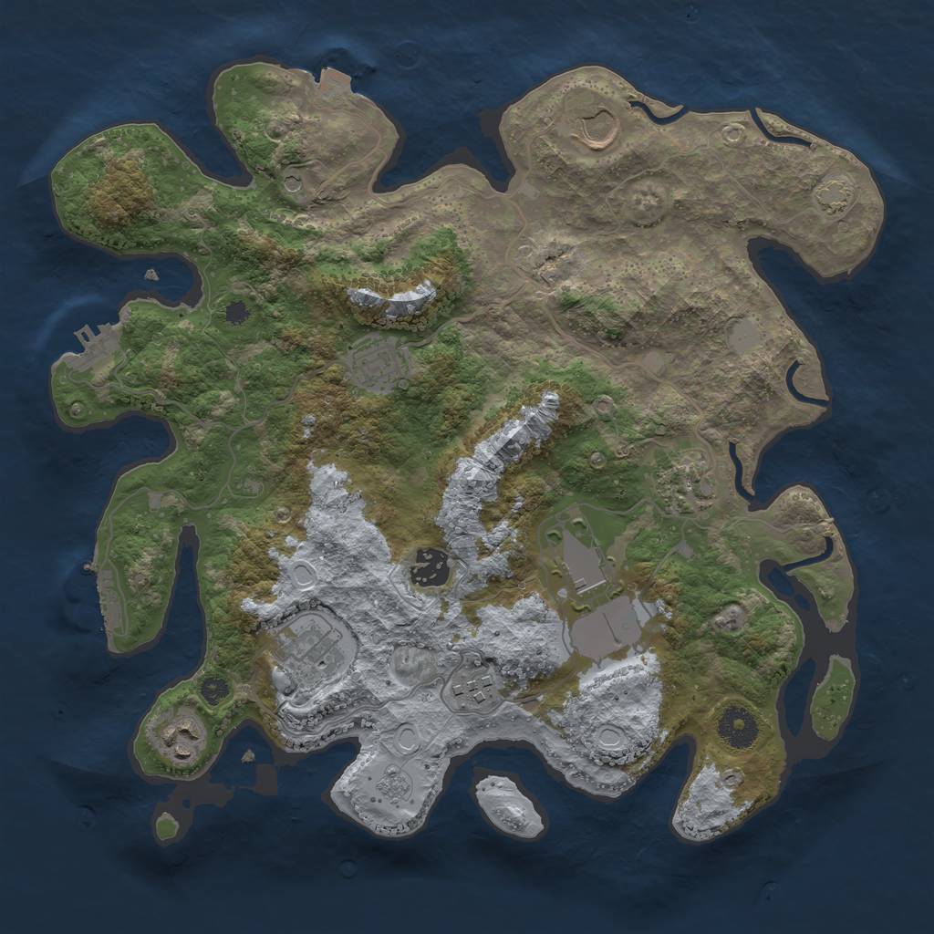 Rust Map: Procedural Map, Size: 3500, Seed: 5516668, 16 Monuments
