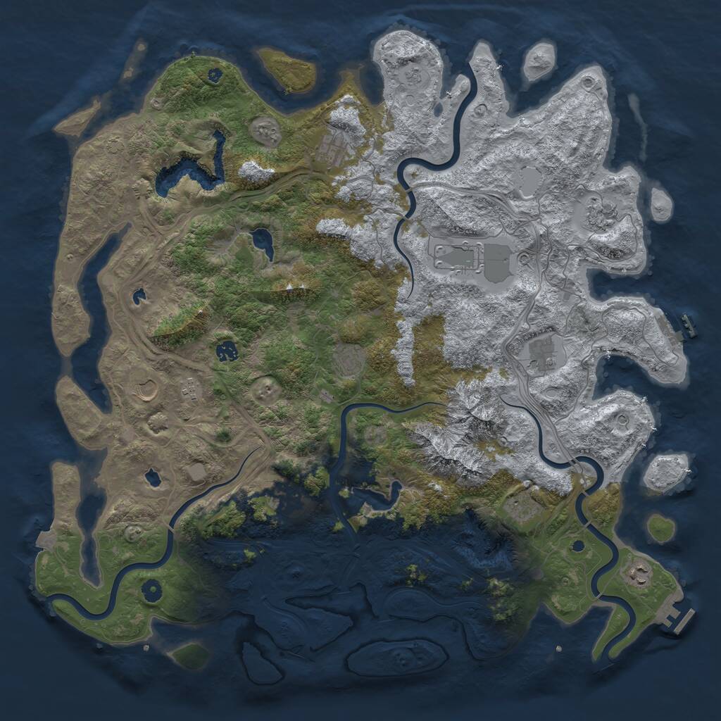 Rust Map: Procedural Map, Size: 5000, Seed: 883869522, 17 Monuments