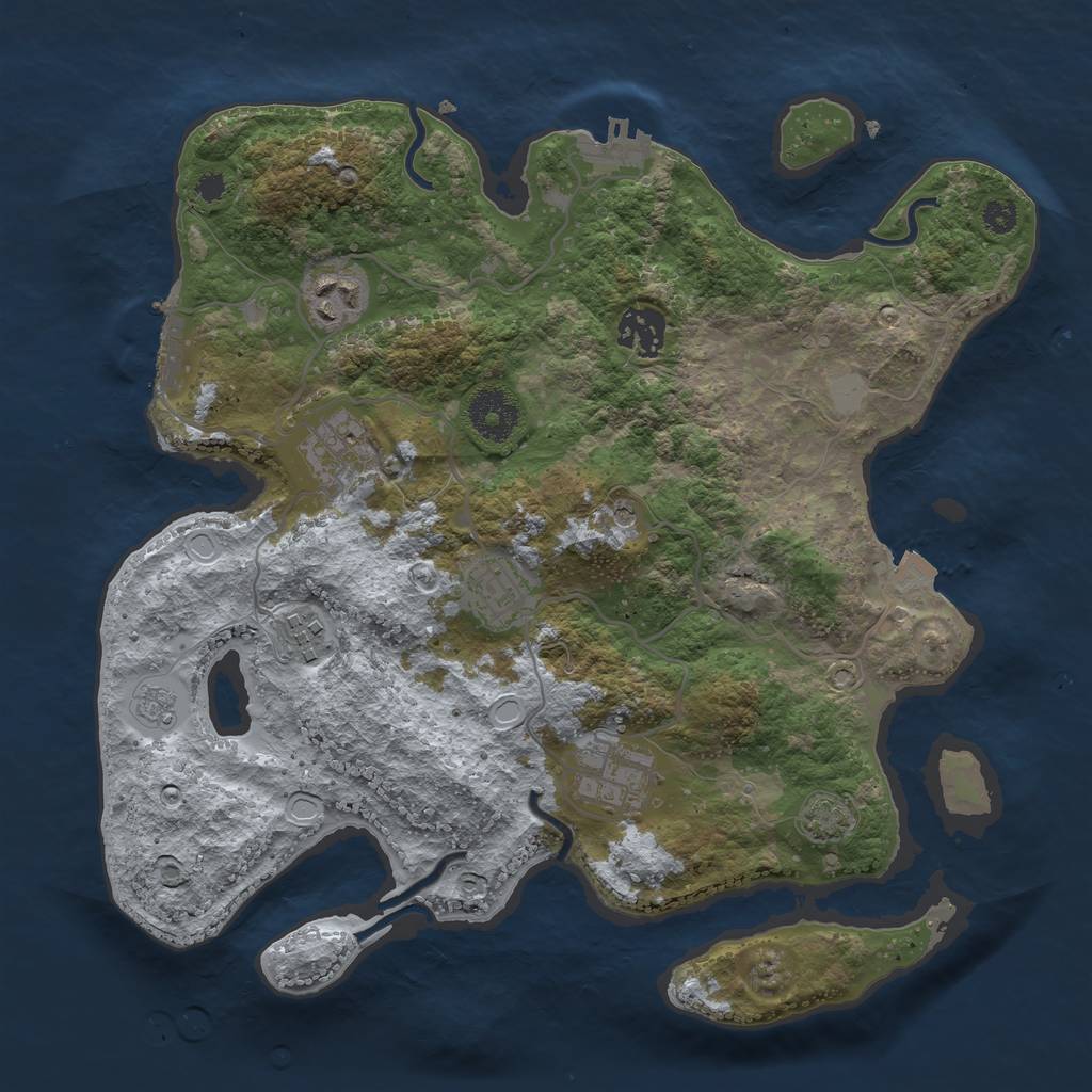 Rust Map: Procedural Map, Size: 3250, Seed: 2702, 14 Monuments
