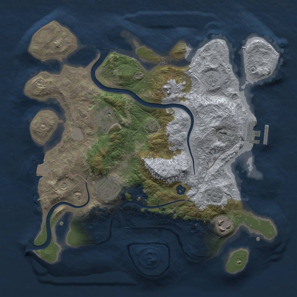 Rust Map: Procedural Map, Size: 3000, Seed: 28795, 9 Monuments