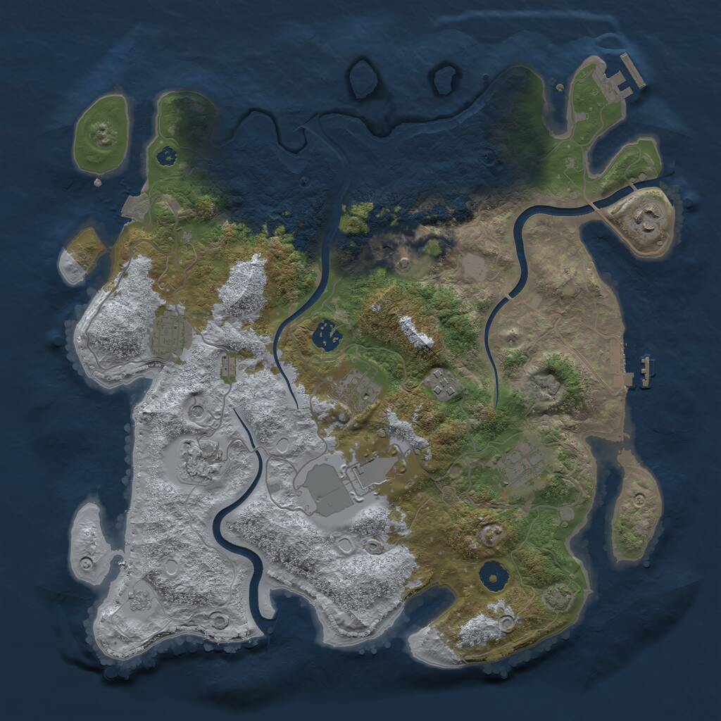 Rust Map: Procedural Map, Size: 3750, Seed: 1573507679, 15 Monuments
