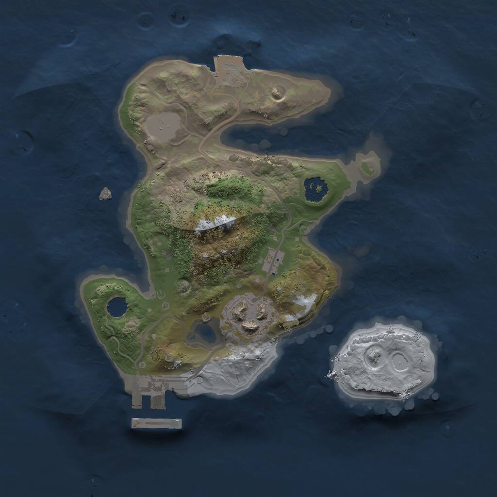 Rust Map: Procedural Map, Size: 2000, Seed: 1577016266, 3 Monuments