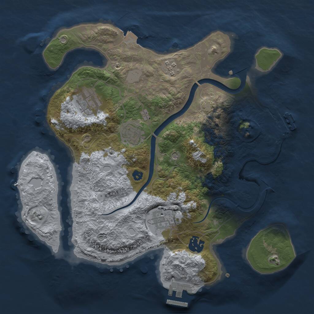 Rust Map: Procedural Map, Size: 3000, Seed: 2042017728, 10 Monuments