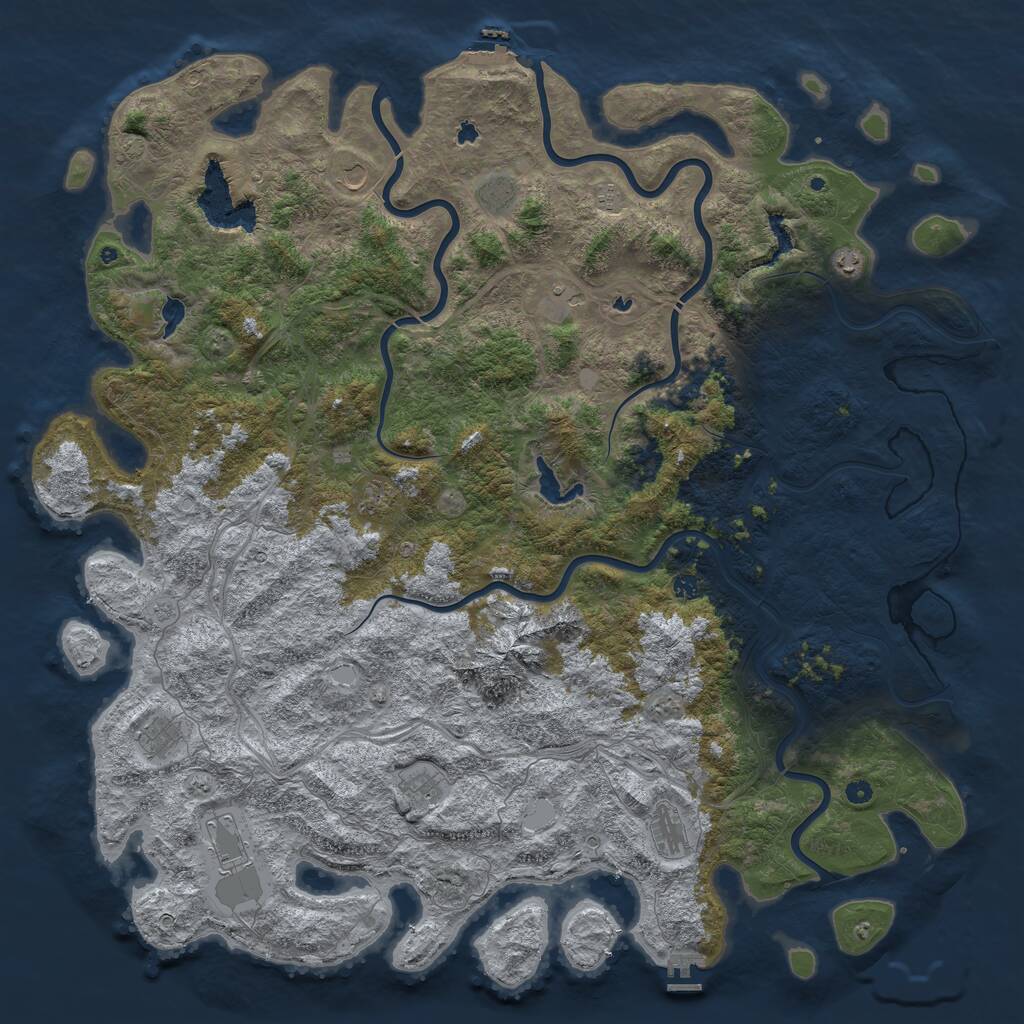 Rust Map: Procedural Map, Size: 6000, Seed: 745856965, 17 Monuments