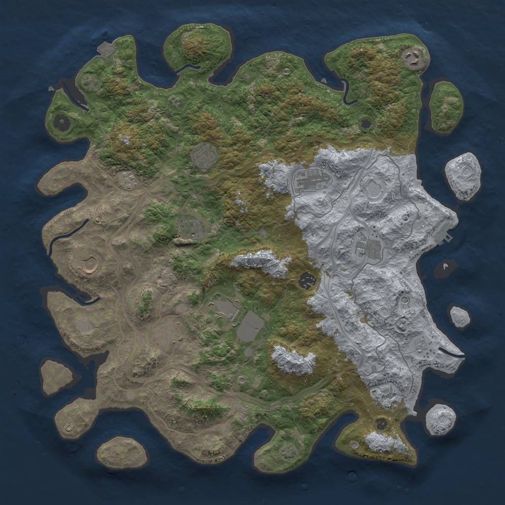 Rust Map: Procedural Map, Size: 4500, Seed: 73341, 18 Monuments