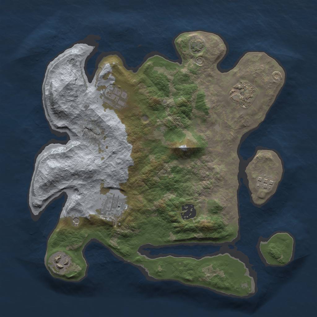 Rust Map: Barren, Size: 3000, Seed: 1887747402, 10 Monuments