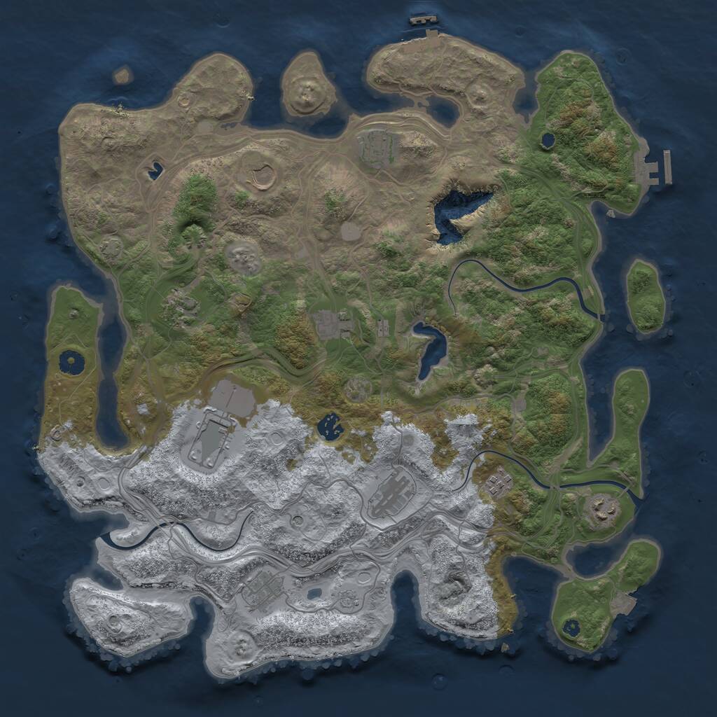 Rust Map: Procedural Map, Size: 4250, Seed: 993432157, 16 Monuments