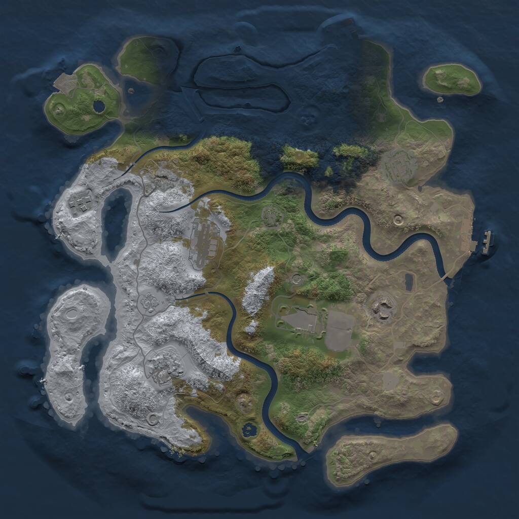 Rust Map: Procedural Map, Size: 3500, Seed: 297849290, 12 Monuments