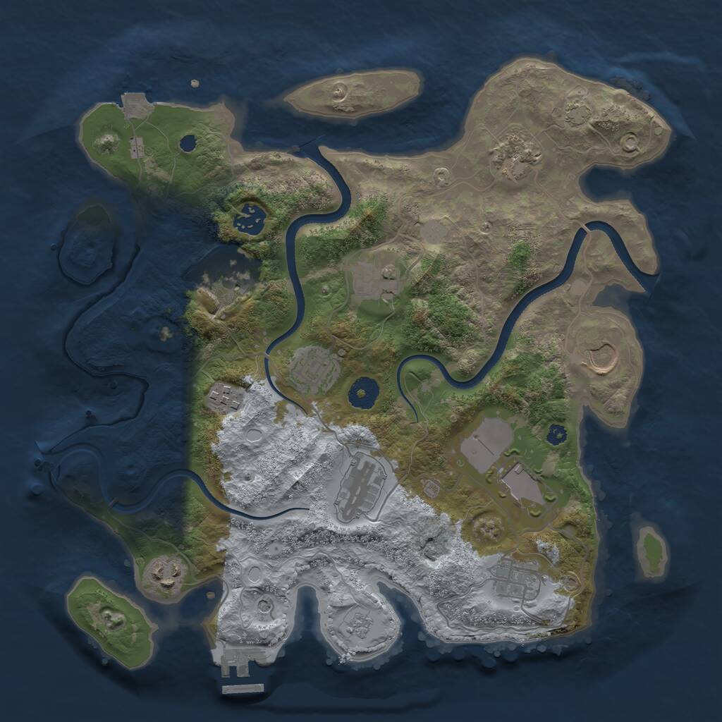 Rust Map: Procedural Map, Size: 3500, Seed: 101517598, 16 Monuments