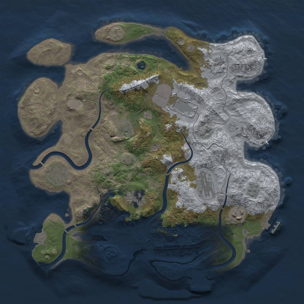 Rust Map: Procedural Map, Size: 3500, Seed: 1521662917, 14 Monuments