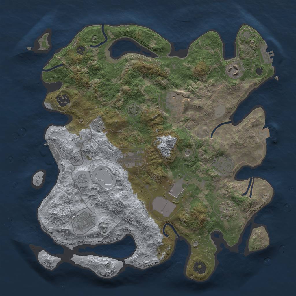 Rust Map: Procedural Map, Size: 3500, Seed: 755209148, 17 Monuments